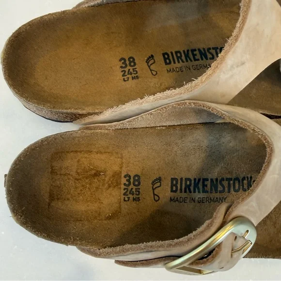Birkenstock Gizeh BIG Buckle Women’s Sandcastle Nubuck Leather Sz US 7 EU 38 NEW - Picture 7 of 12